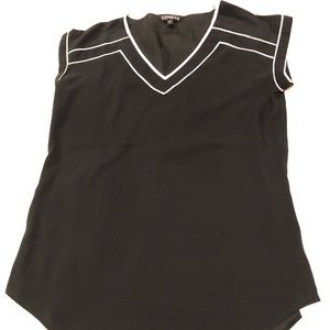 Black Blouse with White Detail